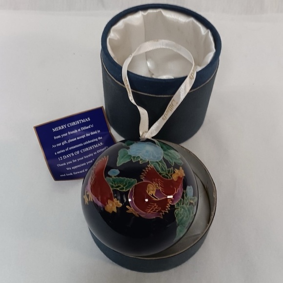 Dillard’s 12 Days Of Christmas Three French Hens Hand Painted Glass Ornament - Picture 1 of 11